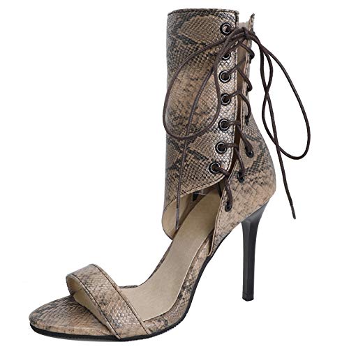 Womens Fashion Snakeskin Stiletto Heels Sandals