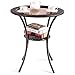Tangkula 25 inch Patio Wicker Coffee Table Outdoor Backyard Lawn Balcony Pool Round Tempered Glass Top Rattan Steel Frame Side Table Furniture W/Storage Shelf, Brown