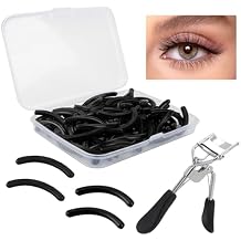 80pcs Eyelash Curler Refills - Black Rubber Eye Lash Curler Silicone Refill Pads Rizador De PestanAs Replacement Pads for Universal Eyelash Curler Eyelashes Accessories with Storage Box