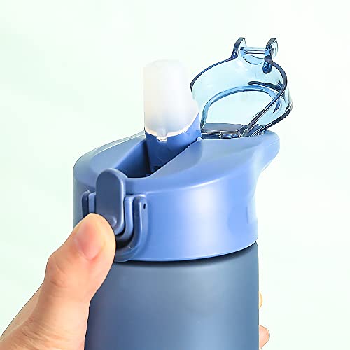 Leeeeey Water Bottle With Time Marker And Straw ,25 Oz Plastic Leak Proof Water Bottle With Handle ,Ideal Gift For Fitness,Camping,Outdoors Sports (25Oz-Blue) #TOP4