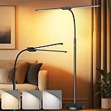 MOKOQI Cordless Rechargeable Floor Lamp, Adjustable Bright Reading Lamps Floor Standing, 15W Dual Head Gooseneck LED Bright Floor Lamp for Dark Rooms with Battery， IP54 Home Lighting
