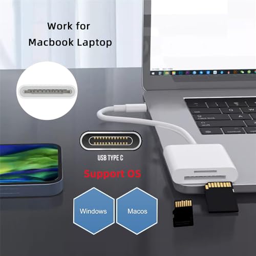 NFHK USB 2.0 Type C USB-C to TF Micro SD SDXC SDHC Card Reader Adapter Compatible with MacBook Laptop Tablet Phone - Image 2