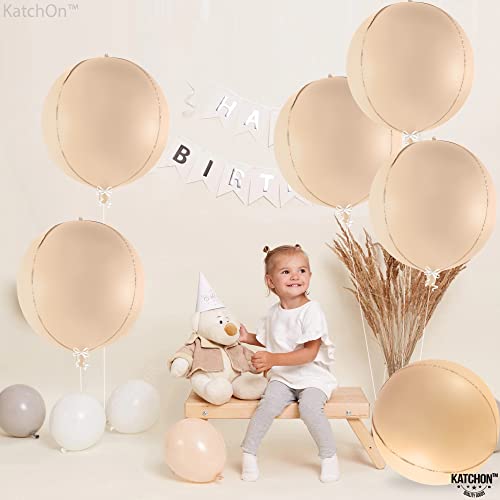 Image of KatchOn, Big 22 Inch Beige Balloons Set - Pack of 6, Cream Balloons | Boho Balloon, Lace Balloon for Neutral Party Decorations, Beige Party Decoration | Graduation Decorations