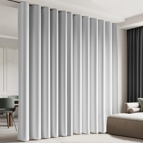 Image of Room Divider Blackout Curtain Track Curtains Wall Dividers Panels Screen for Living Rooms Bedroom Office Privacy Partition Separation, W100 x L84 Inch,1 Panel, White