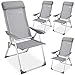 Casaria 4er Set Gartenstuhl Hochlehner Alu 7-Fach Verstellbar Armlehnen Atmungsaktiv Klappstuhl Campingstuhl Grau