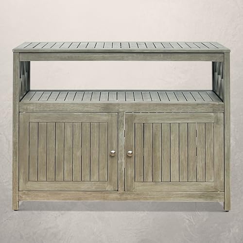 DTY Outdoor Living Longs Peak Eucalyptus Outdoor Sideboard Table, Driftwood Gray