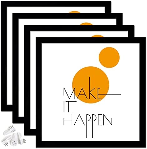 ijuerybai 10x10 Picture Frame Set of 4, Black 10 x 10 Frame High Transparent Wall Gallery Poster Canvas Photo Frames for 10by10 inches