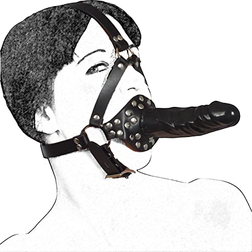 Honeylust - Doppelter Fetisch Mundkebel mit Dildo Plug + Mund Innen-Dildo - verschließbares BDSM Kopfgeschirr - Bondage Mouth Gag Sexspielzeug