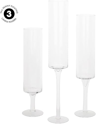Miniatura 5 de Koyal Wholesale Tall Skinny Floating Candle Holders, Modern Raised Slim Glass Hurricane Pedestal Candles Holder for Weddings, Centerpieces, Home