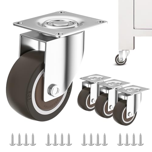 Roulettes plates de 3,8 cm pivotantes pour meubles et établis silencieux