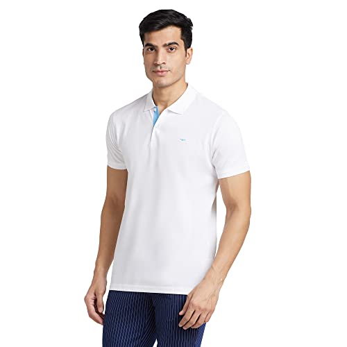 Image of Park Avenue Slim Fit Pure Cotton Print Pattern Polo Neck Casual T-Shirt
