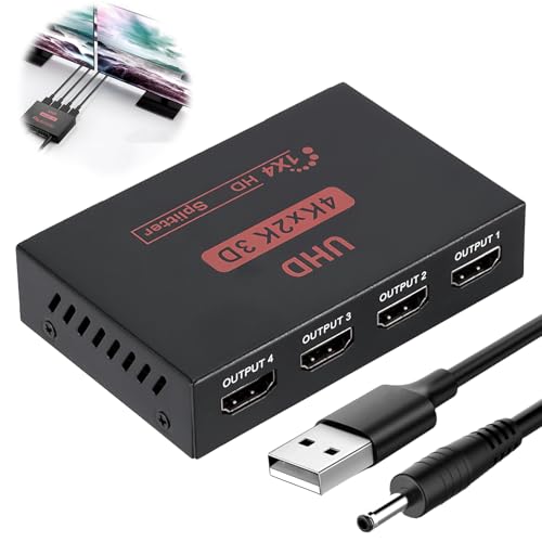 Splitter HDMI 1 in 4 Out, Splitter 4K para 4 Monitores, Adaptador Multi HDMI para PC