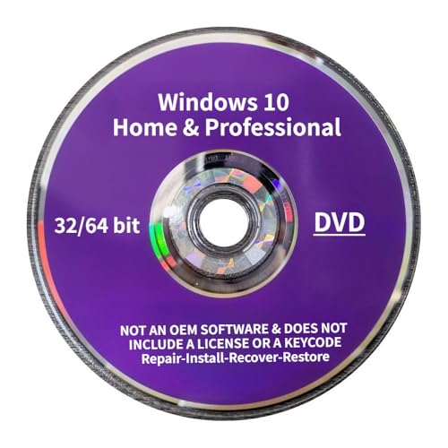 DVD Compatible with Windows 10 Home and Professional 32/64 Bit. Recover, Restore, Repair Boot Disc, and Install to Factory Default