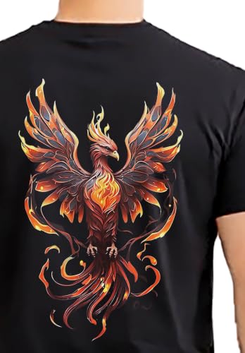 Image of I-Drip Phoenix Rising Fire Bird Graphic Printed Cotton Tee for Men & Women