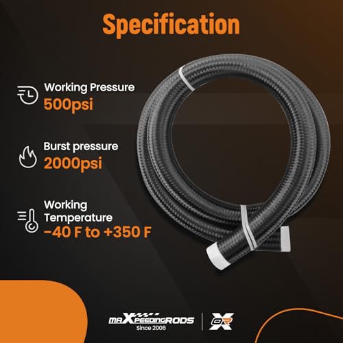 Image of maXpeedingrods 20AN Hose Fuel Line, 20AN Transmission Cooler Line Nylon Braided CPE Rubber Oil Cooling Line, 20AN-5FT Oil Cooling Line