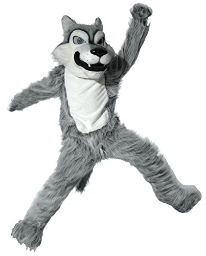 TCDesignerProducts Gray Wolf Mascot Costume - Quick Ship, School Spirit Sports Fan Gear, Football Cheerleader Accessories, Homecoming