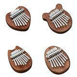 Mini-Daumenklavier-Set mit 8 Tasten, Massivholz, kleine Kalimba in Bären-, Katzen-, Herz- und Wassertropfenformen, tragbares Fingerinstrument für Anfänger, leicht zu erlernende musikalische Geschenke