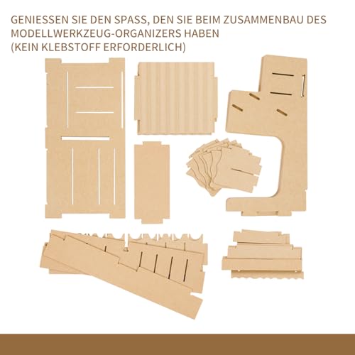 Bucasso Holzmodellbausatz-Organizer-Regal mit MDF-Material,Farbregal,Schraubendreher-/Pinselhalter,für Tamiya-Farben und Werkzeuge,GK1
