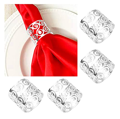 Anloo Serviettenringschnallen, 12 Stück Serviettenschnallenhalter aus Metall für Weihnachten Thanksgiving Hochzeitsfeier Familienessen (S-Form, Silber) Cover