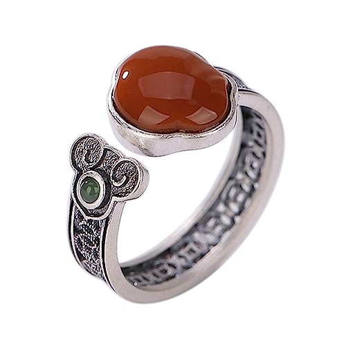 QHQQXN Anillo Joyería Mujer S925 Plata Rubí Anillo Ajustable Vintage Moda Apertura