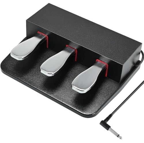 Digital Piano Sustain Pedal Compatible with Yamaha P125 P121 P515 P128 DGX670 Electric Piano, Three Piano Foot Pedal for Keyboard, 6.35mm 1/4in Input Plug, (Black)