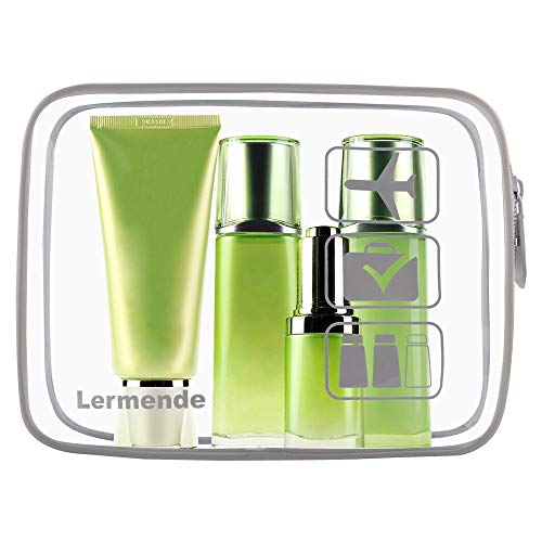 Lermende 3Pcs Tsa Approved Toiletry Bag With Silicone Handles, Clear Makeup Bag Travel Plastic Small Carry On Cosmetic Bag For Women, Airline Compliant Quart Pouch For Travel Toiletries - Grey #TOP2