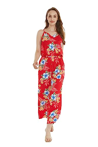 Image of Matchable Family Hawaiian Luau Men Women Girl Boy Clothes in Hibiscus Red