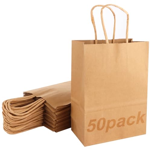 ASelected 50 Stück Geschenktüten Geschenktüte Braun 21 x 15 x...