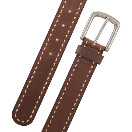 Lucky Brand Men's Stitched Leather Belt | Classic | Casual | Dress | Everyday | Western | Metal Buckle4