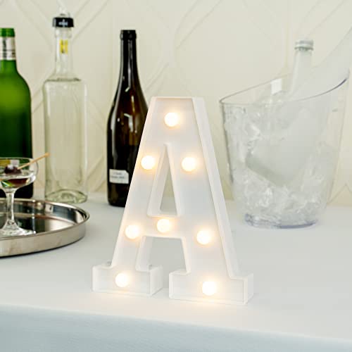 Image of Restaurantware Illumify 6.9 x 1.2 x 8.7 Inch Light Up Letter 1 Durable Marquee LED Light - Letter A Touchproof White Plastic Party Light Keyhole Slot For Parties Weddings Or Special Events