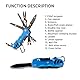 Multitool Taschenmesser, Taozoey 12 In 1 Taschenwerkzeug, Werkzeug Messer, Faltbare Multifunktionswerkzeug Mit Öffner, Messer, Schraubendreher, Feile, Säge, Zange und Tasche (Blau)