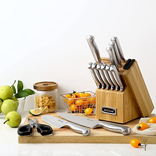 McCook MC19 15 Pieces Stainless Steel Knife Block Sets with Builtin