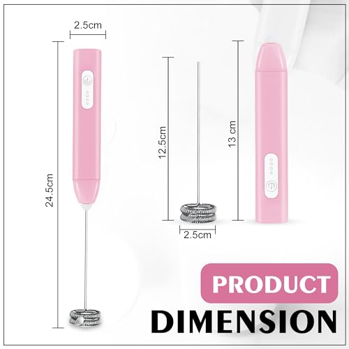 Image of GLUN Portable Coffee Frother Vibe Pink Colour 1 Piece, Type-C Port Rechargeable Handheld Milk Frother with 2-Layer Detachable Steel Whisk, Fast Foam Maker for Latte, Cappuccino & Coffee