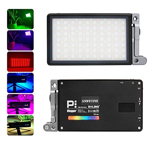 ANDYCINE Boling P1 Format vidéo de Poche Lumière vidéo Bicolore RVB avec CRI 96+ TLCI 97 Batterie intégrée Système de Support réglable à 360 ° Cover
