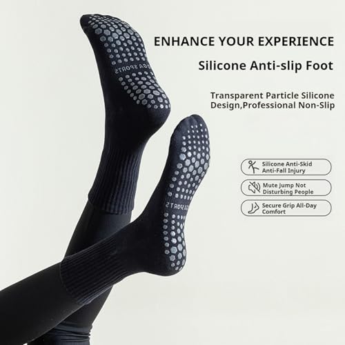 Image of Pilates Socks with Grips for Women - Non Slip Yoga Socks for Athletic Activities - 4 Pairs White Barre Socks