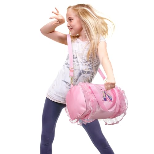 Sac de danse ballet fille rose grand volume avec bandoulière et motif brodé classique - 6