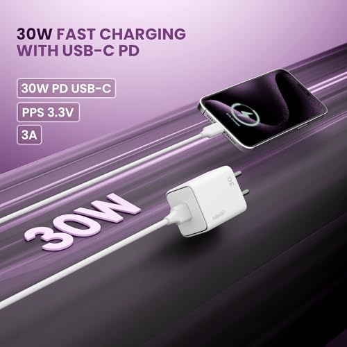 Image of Original 30W Universal Charging Adapter with USB-C Port, Type C Fast Charger, Mobile Charger Adapter for iPhone, iPad, Samsung Galaxy, Redmi, Mi, Oppo, and More (GD-WC-10 - White)
