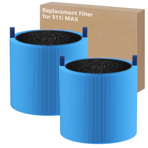 Image of 511i MAX A11ergenBlock Filter Compatible with BLUEAIR Blue Pure 511i Max | Air Purifier, 3-IN-1 H13 True HEPA Filter and Activated Carbon Filtration System for 511i Max Replcement Filter, Blue(2 Pack)