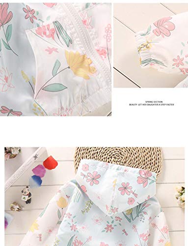 Feidoog Kids Baby Toddler Girls Cartoon Spring Fall Outerwear Windbreaker Zipper Hooded Jackets Coat,White,3-4T #TOP1