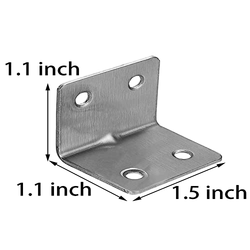 Silver 12 Pcs 1.5 X 1.1 Inch Corner Braces L Brackets Heavy Duty Metal 90 Degree Heavy Duty Wide Corner Bracket for Wood Furniture