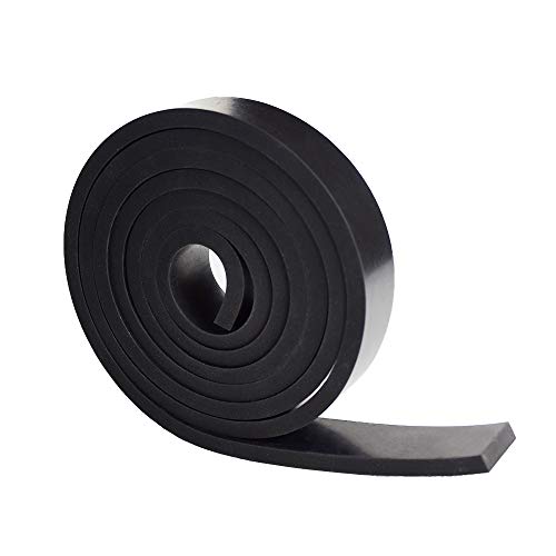 Dobtim Neoprene Rubber Strips 1/4 (.250)" Thick X 1" Wide X 5' Long, Solid Rubber Rolls Use For Gaskets Diy Material, Supports, Leveling, Sealing, Bumpers, Protection, Abrasion, Flooring, Black #TOP4