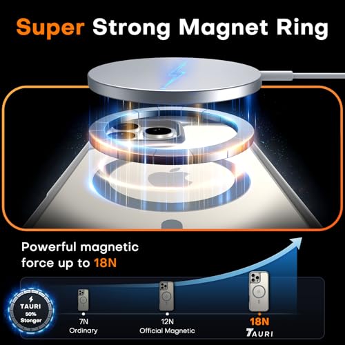 Image of TAURI for iPhone 16 Pro Case, Compatible with MagSafe, Grey | with Screen Protector, Not-Yellowing Military-Grade Protection, Shockproof Slim Magnetic Case for iPhone 16 Pro