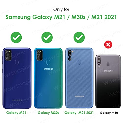 Image of WOW IMAGINE Shock Proof Clear Back Cover Case Mobile Cover for Samsung Galaxy M21 | M30s | M21 2021 (Hard | Hybrid PC + TPU | Full Armour Device & Camera Protection | Black)