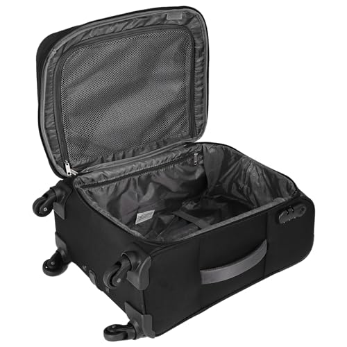 Image of American Tourister Apolo 58 cms Cabin Polyester Soft Sided 4 Spinner Wheels Luggage /Suitcase /Trolley Bag (Black)