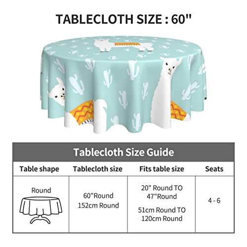 Alpaca Table Cloth Round Table Cover Wrinkle Resistant Waterproof Tablecloth 60 Inch Washable For Kitchen Party Picnic #TOP1
