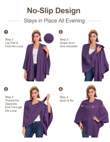 Image of PULI Womens Cross Front Poncho Shawl Wrap Elegant Wedding Formal Gift