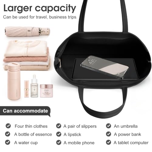 Image of KALIDI Tote Bag Zipper Shoulder Bag Vegan Leather Purses Satchel for Women | Large Casual Handbag for Work Commuting Dating College Everyday