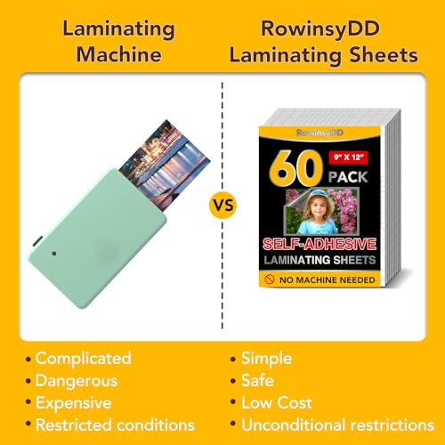 Image of 60 PCS Self-Adhesive Laminating Sheets, 9 x 12 Inches Self Adhesive Contact Paper, No Heat No Machine Needed Self Sealing Laminate Sheets