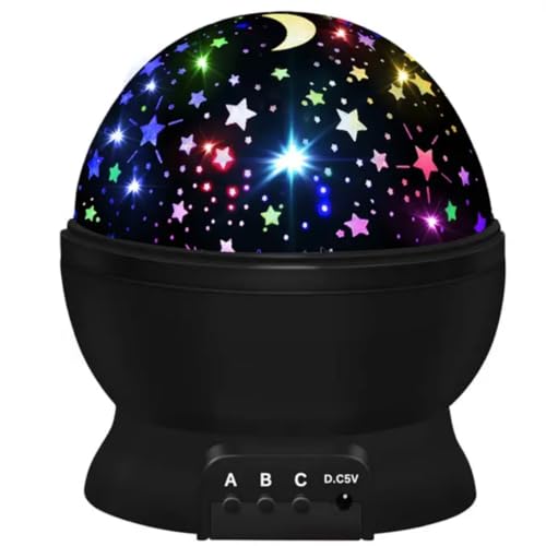 Veilleuse enfant projecteur ciel étoilé 360° noir contre la peur du noir nocturne