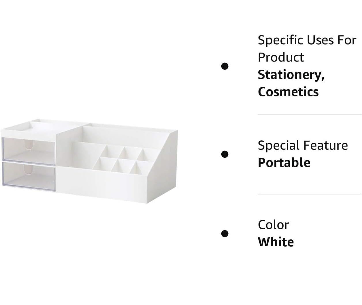 Biurko Organizator Przechowywanie Na Biurku Kosmetyki Do Makijażu Vanity Organizer Box Artykuły Biurowe Blat Łazienkowy Biuro(White)